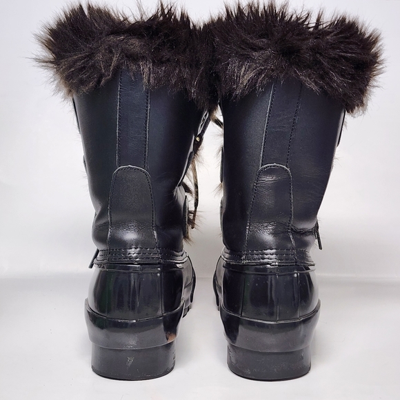 Hunter Cathie leather/rubber fur lined boots sz 6 - Picture 5 of 9